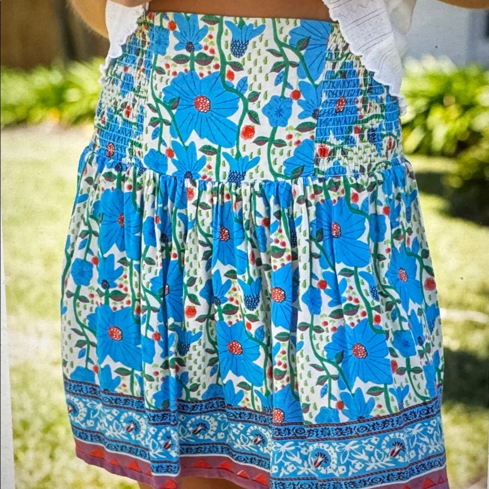 NATURAL LIFE Blue Floral Mini Skirt